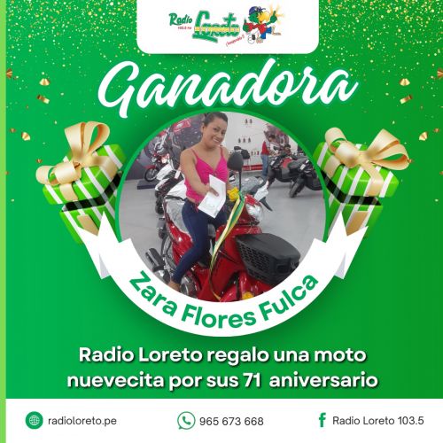 Ganadora de la Moto Nuevecita.